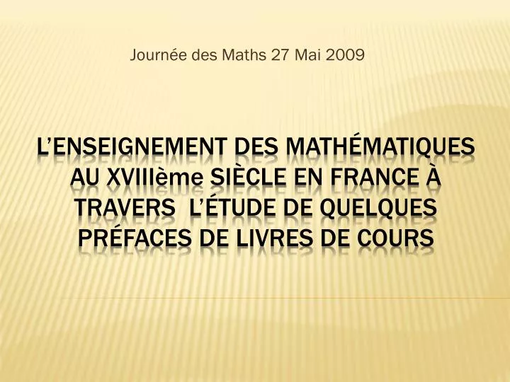 journ e des maths 27 mai 2009