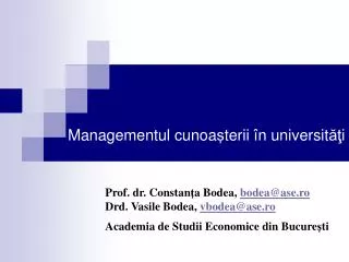 managementul cunoa terii n universit i