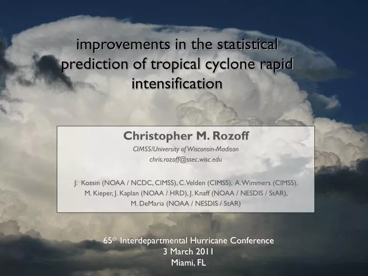improvements in the statistical prediction of tropical cyclone rapid intensification