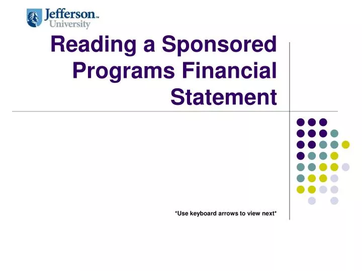 reading a sponsored programs financial statement