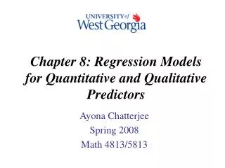 Chapter 8: Regression Models for Quantitative and Qualitative Predictors