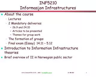INF5210 Informasjon Infrastructures