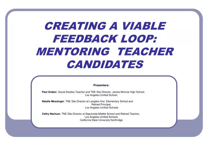 creating a viable feedback loop mentoring teacher candidates