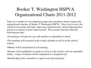 Booker T. Washington HSPVA Organizational Charts 2011-2012
