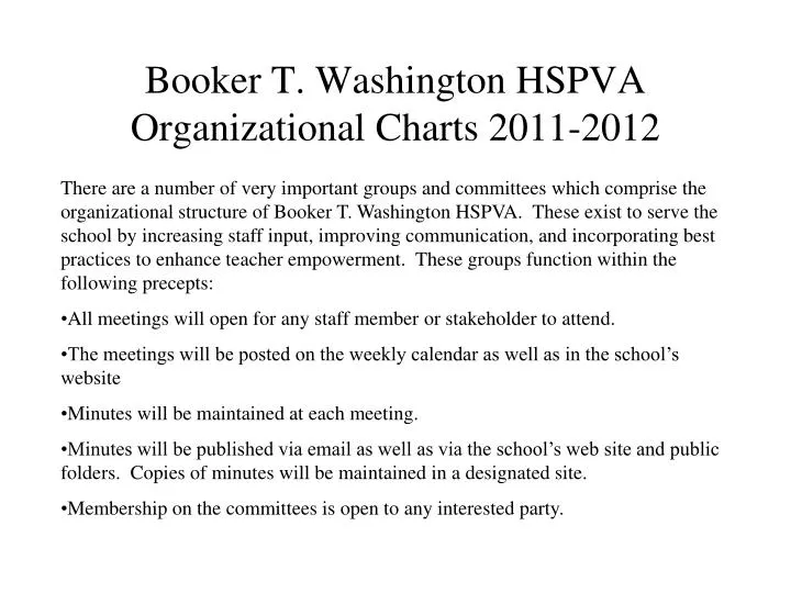 booker t washington hspva organizational charts 2011 2012