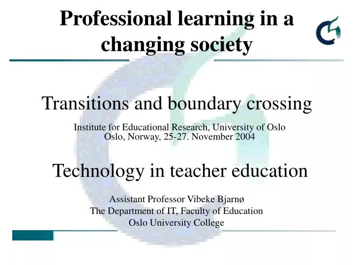 professional learning in a changing society