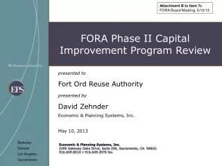 presented to Fort Ord Reuse Authority presented by David Zehnder