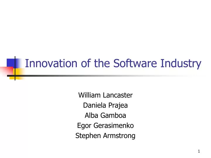 innovation of the software industry