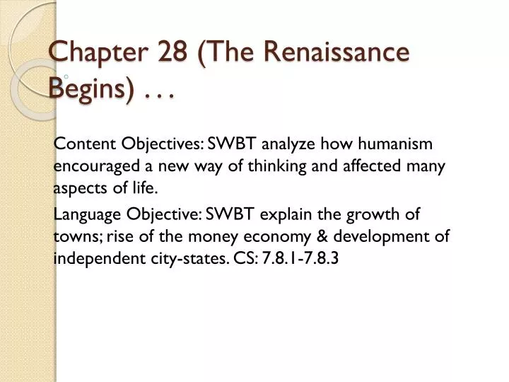 chapter 28 the renaissance begins