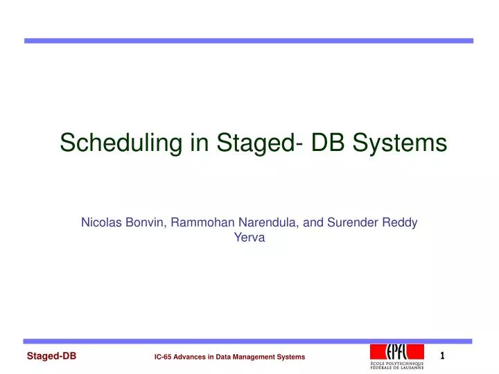 scheduling in staged db systems