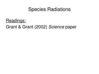 Species Radiations