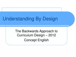 Understanding By Design