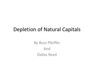 Depletion of Natural Capitals