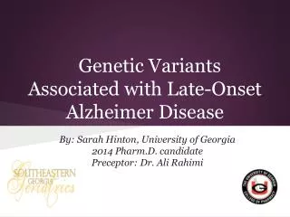 Genetic Variants Associated with Late-Onset Alzheimer Disease
