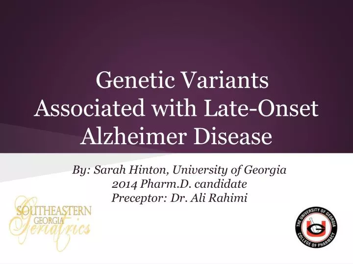 genetic variants associated with late onset alzheimer disease