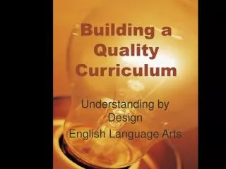 Building a Quality Curriculum