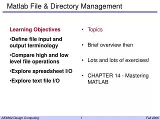 Matlab File &amp; Directory Management