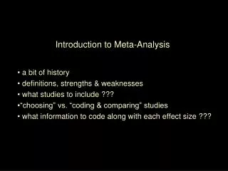 Introduction to Meta-Analysis