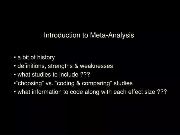 introduction to meta analysis