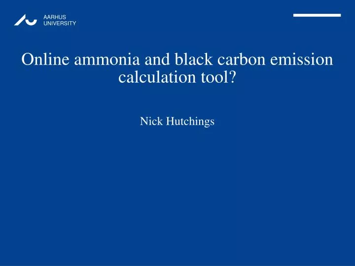 online ammonia and black carbon emission calculation tool