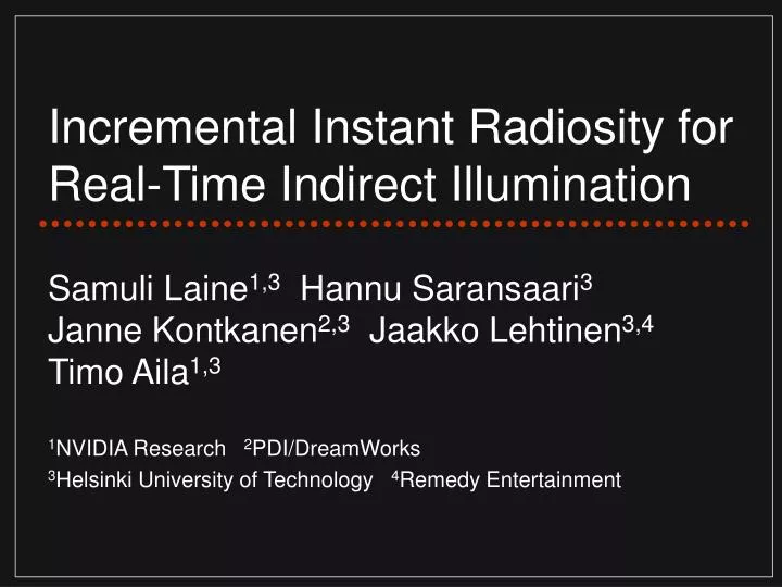 incremental instant radiosity for real time indirect illumination