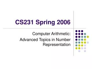 CS231 Spring 2006