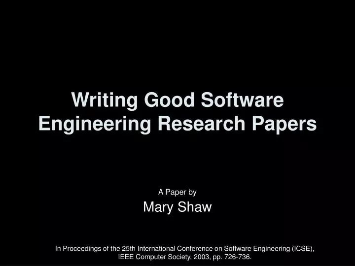 writing good software engineering research papers