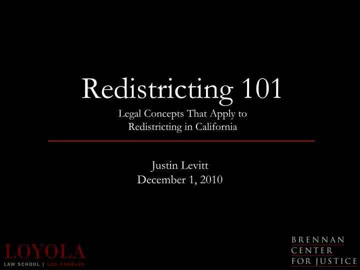 redistricting 101 legal concepts that apply to redistricting in california