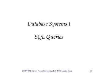 Database Systems I SQL Queries