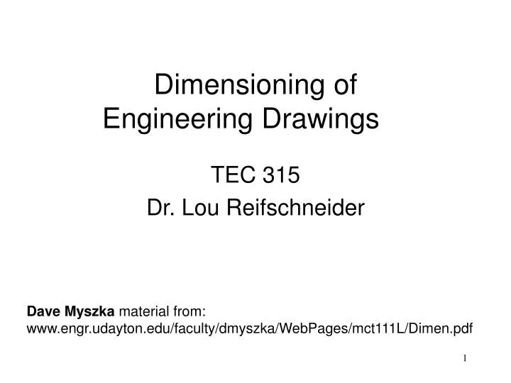 dimensioning of engineering drawings