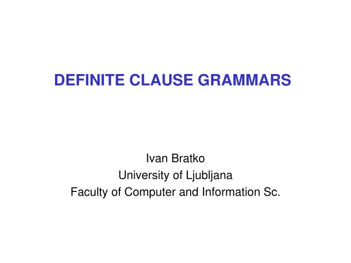 definite clause grammars