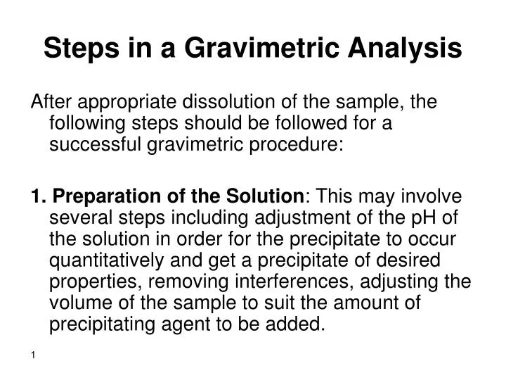 steps in a gravimetric analysis