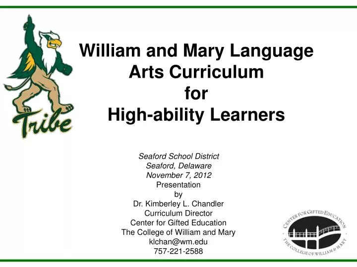 william and mary language arts curriculum for high ability learners