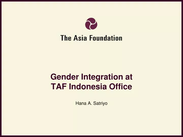 gender integration at taf indonesia office