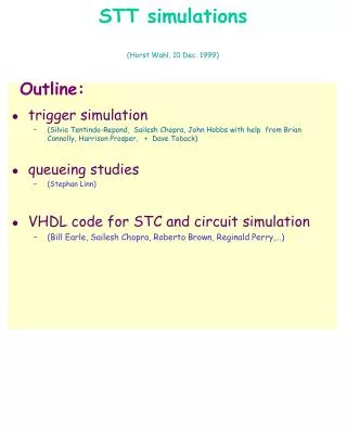 STT simulations (Horst Wahl, 10 Dec. 1999)