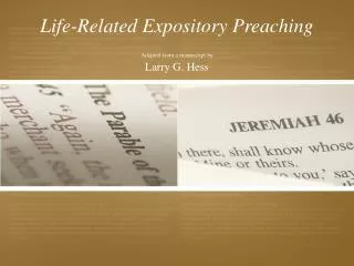 Life-Related Expository Preaching