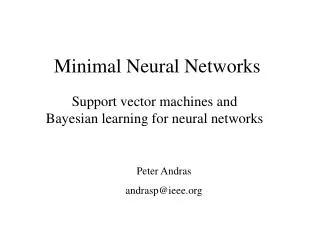 Minimal Neural Networks