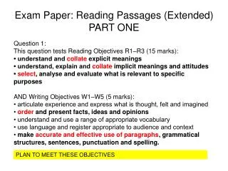 Exam Paper: Reading Passages (Extended) PART ONE