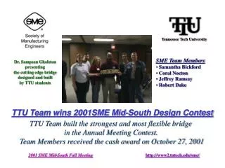 TTU Team wins 2001SME Mid-South Design Contest