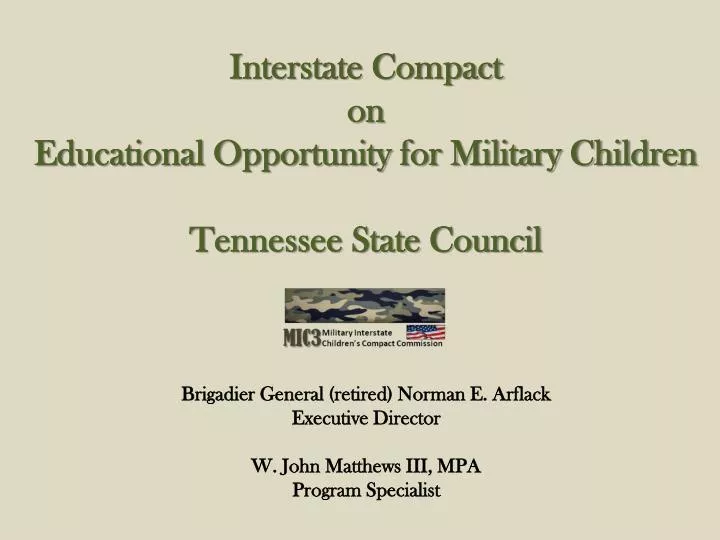 interstate compact on educational opportunity for military children tennessee state council