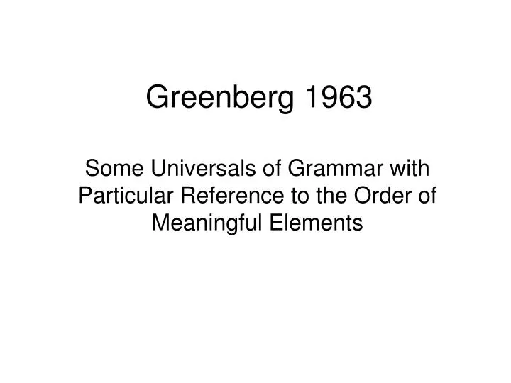 greenberg 1963