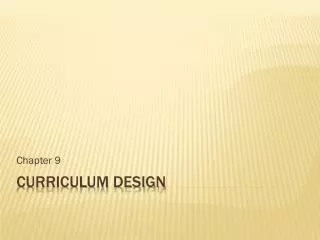 Curriculum design