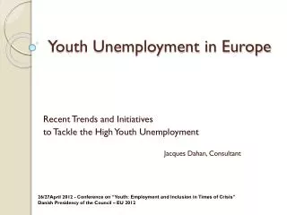 Youth Unemployment in Europe