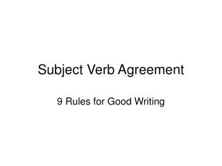 Subject Verb Agreement