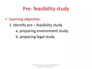 Pre- feasibility study