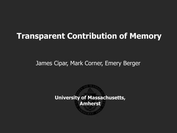 transparent contribution of memory