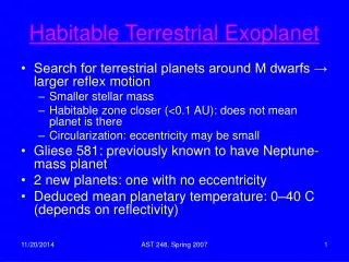 Habitable Terrestrial Exoplanet