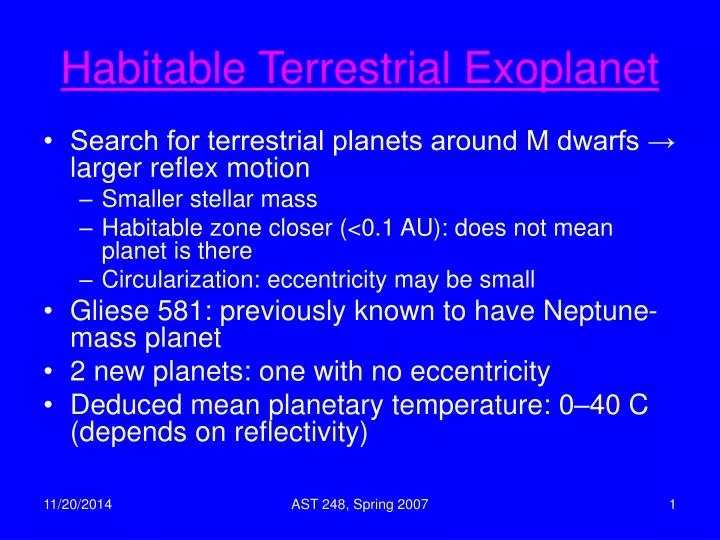 habitable terrestrial exoplanet