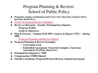 Program Planning &amp; Review: School of Public Policy