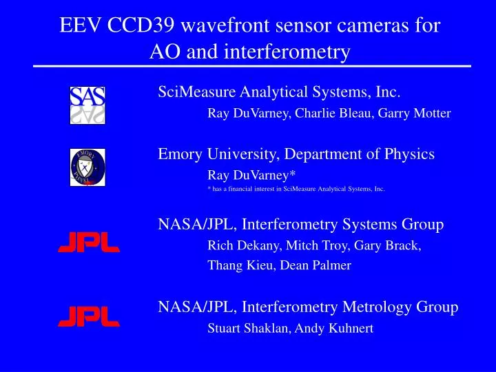 eev ccd39 wavefront sensor cameras for ao and interferometry